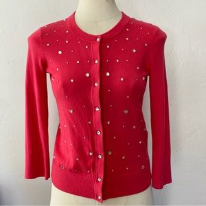 NWOT Cashmere Kate Spade Pink Cardigan w/ Rhinestones, Size XS